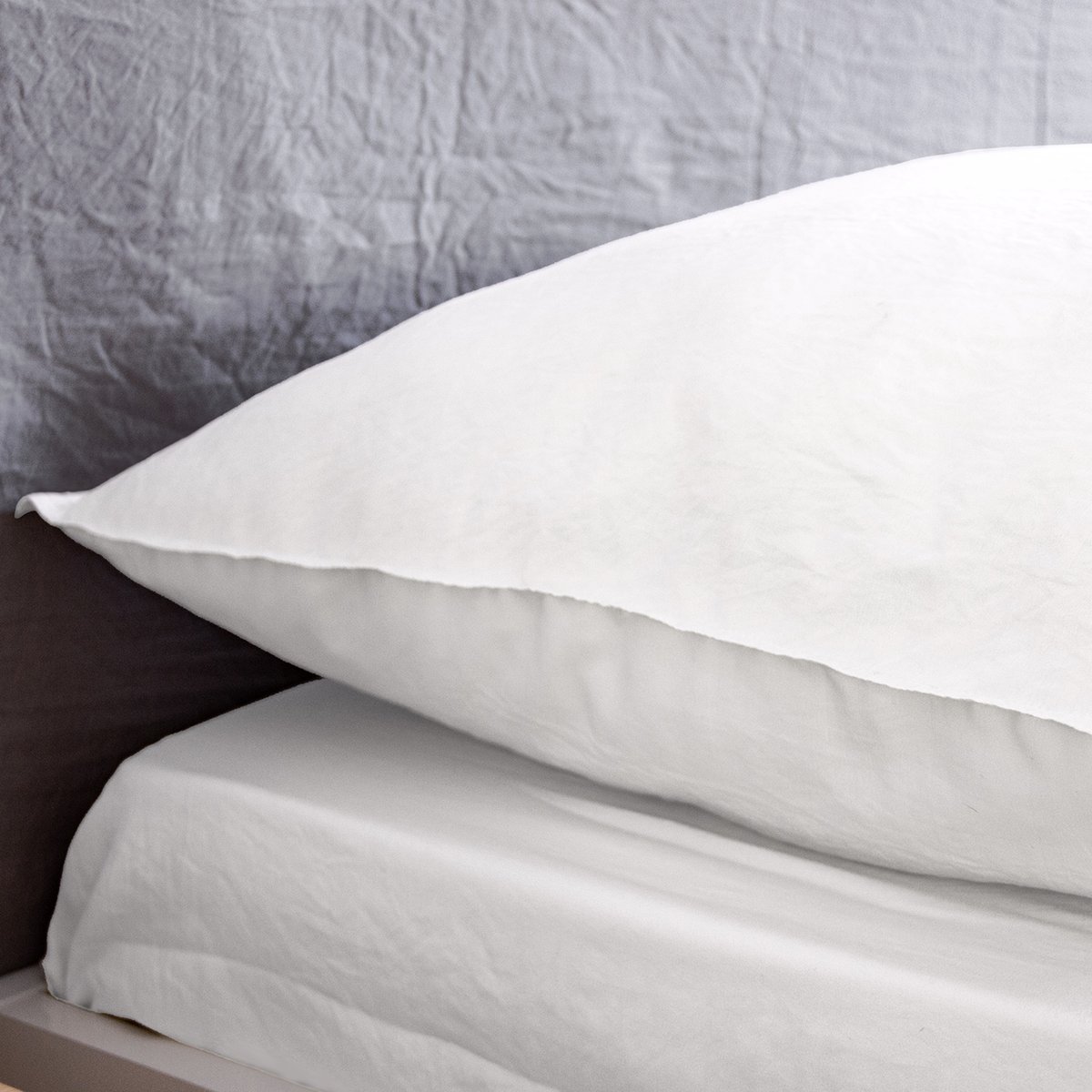 Drap housse 140x190 + 28 cm Microfibre Lavée Blanc blanc, EDEN