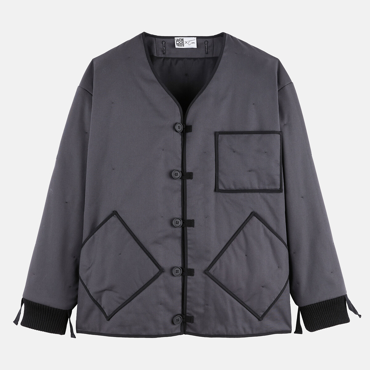 Veste esprit militaire matelassée, en coton gris, LA REDOUTE X EWEN