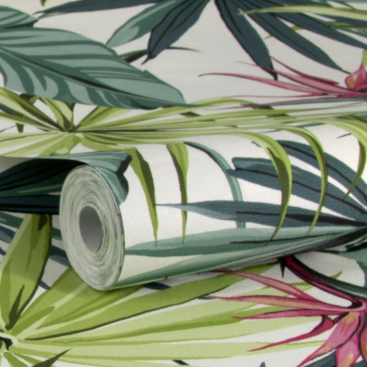 Papier peint Oiseaux Paradis vert/rose, WOW