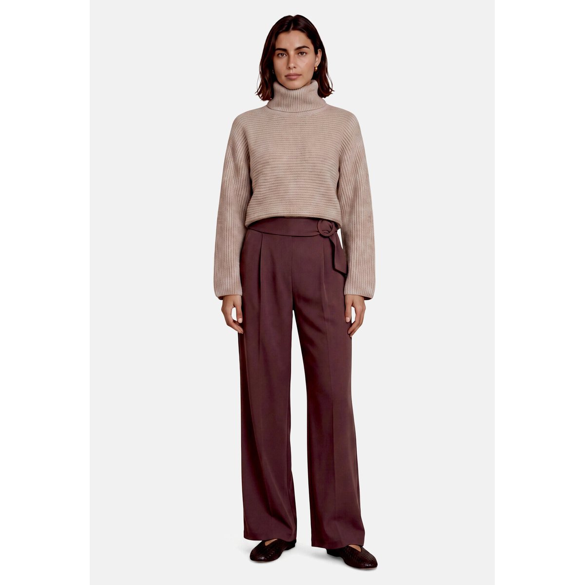 Pantalon casual à ceinture black coffee, ZERO