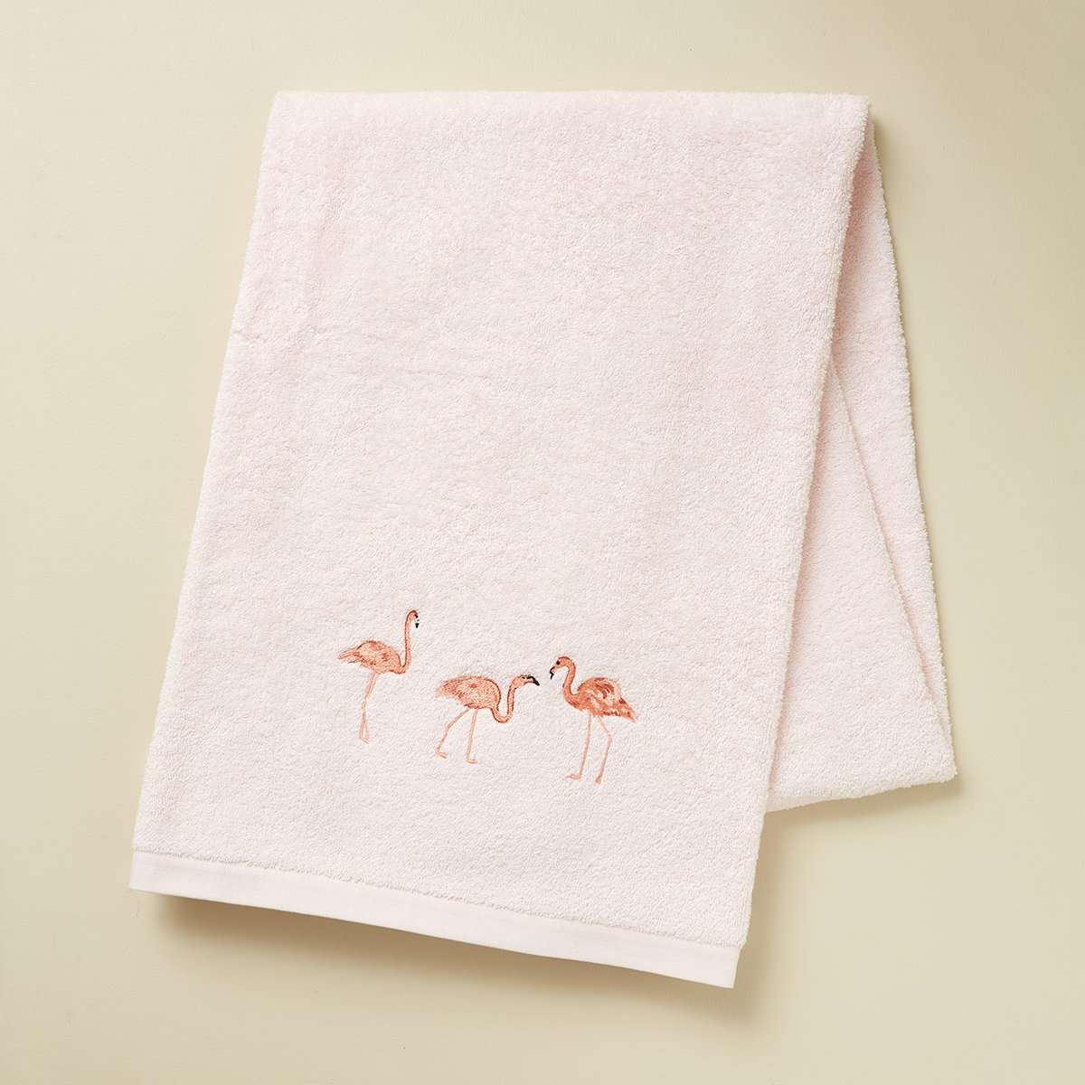 Drap de bain LE VOYAGEURS rose thé, SYLVIE THIRIEZ
