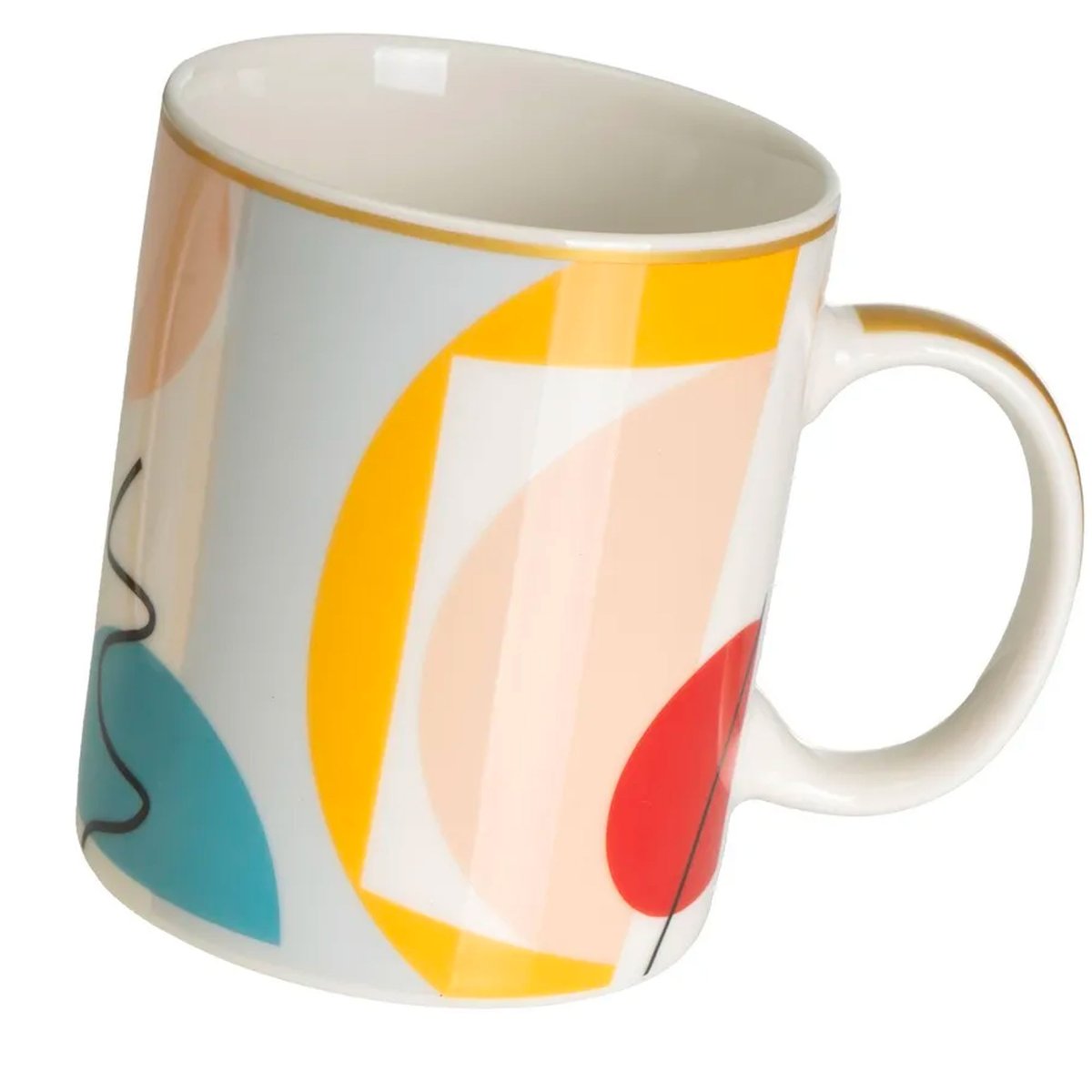 Set de 3 mugs en céramique design abstrait 340ml multicolore, WADIGA