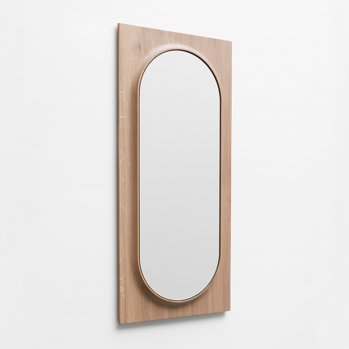 Miroir Circuit Ovale en chêne massif bois clair, DRUGEOT MANUFACTURE
