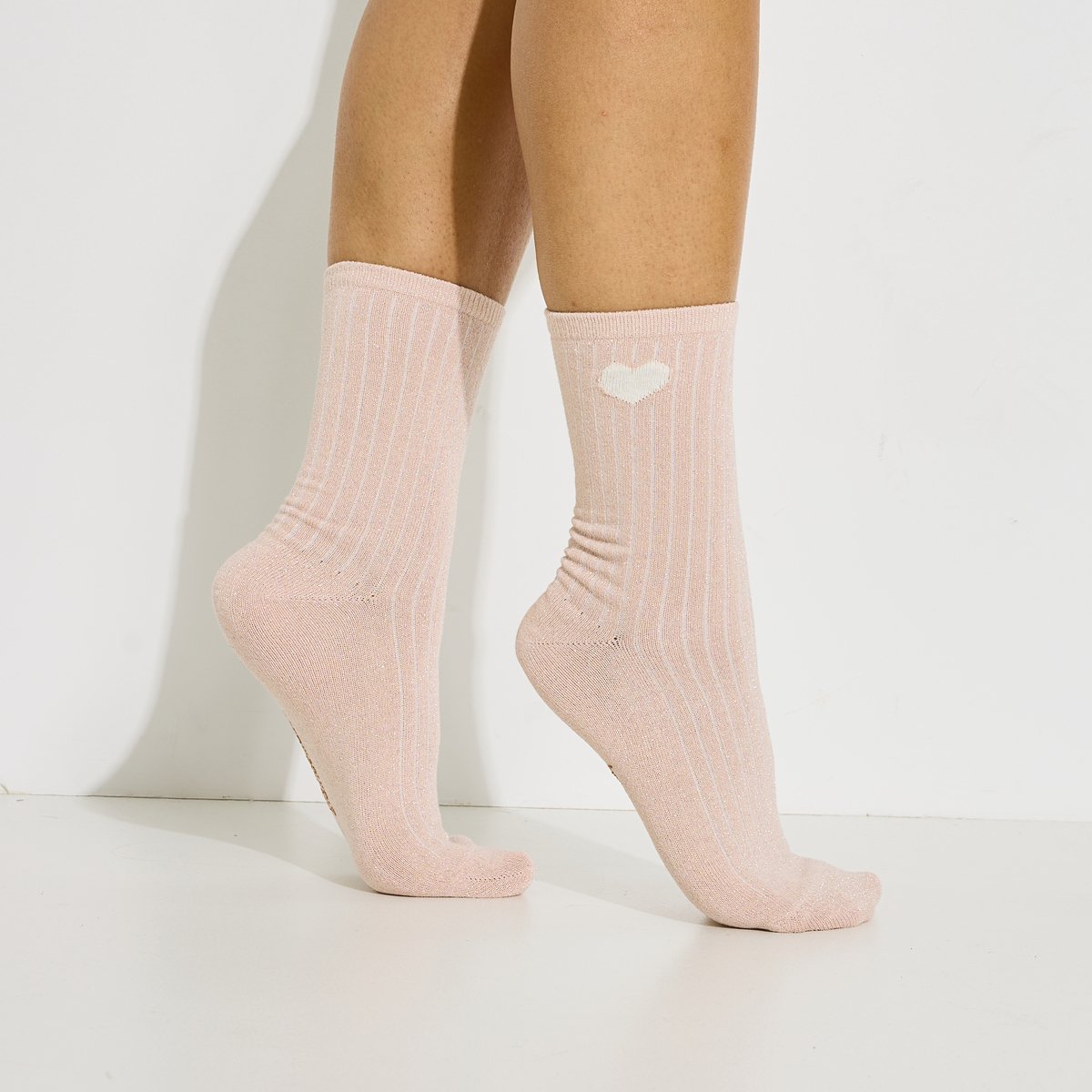 Lot de 2 paires de chaussettes blanc cassé ecru, GRAIN DE MALICE