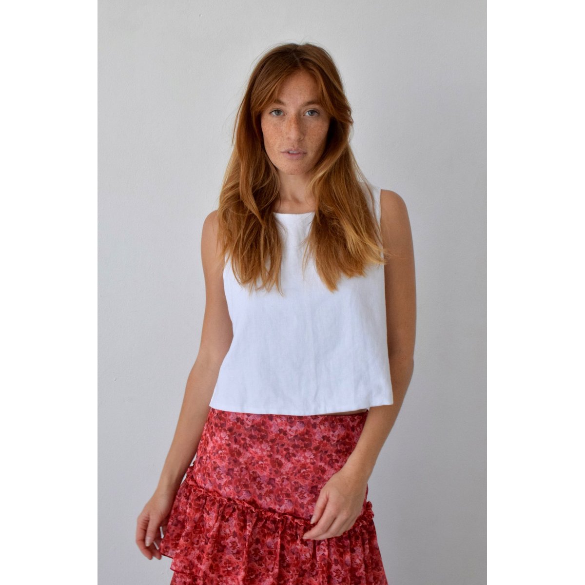Top bretelles boutons latéraux CLAUDIA blanc, MINDTRAVELER