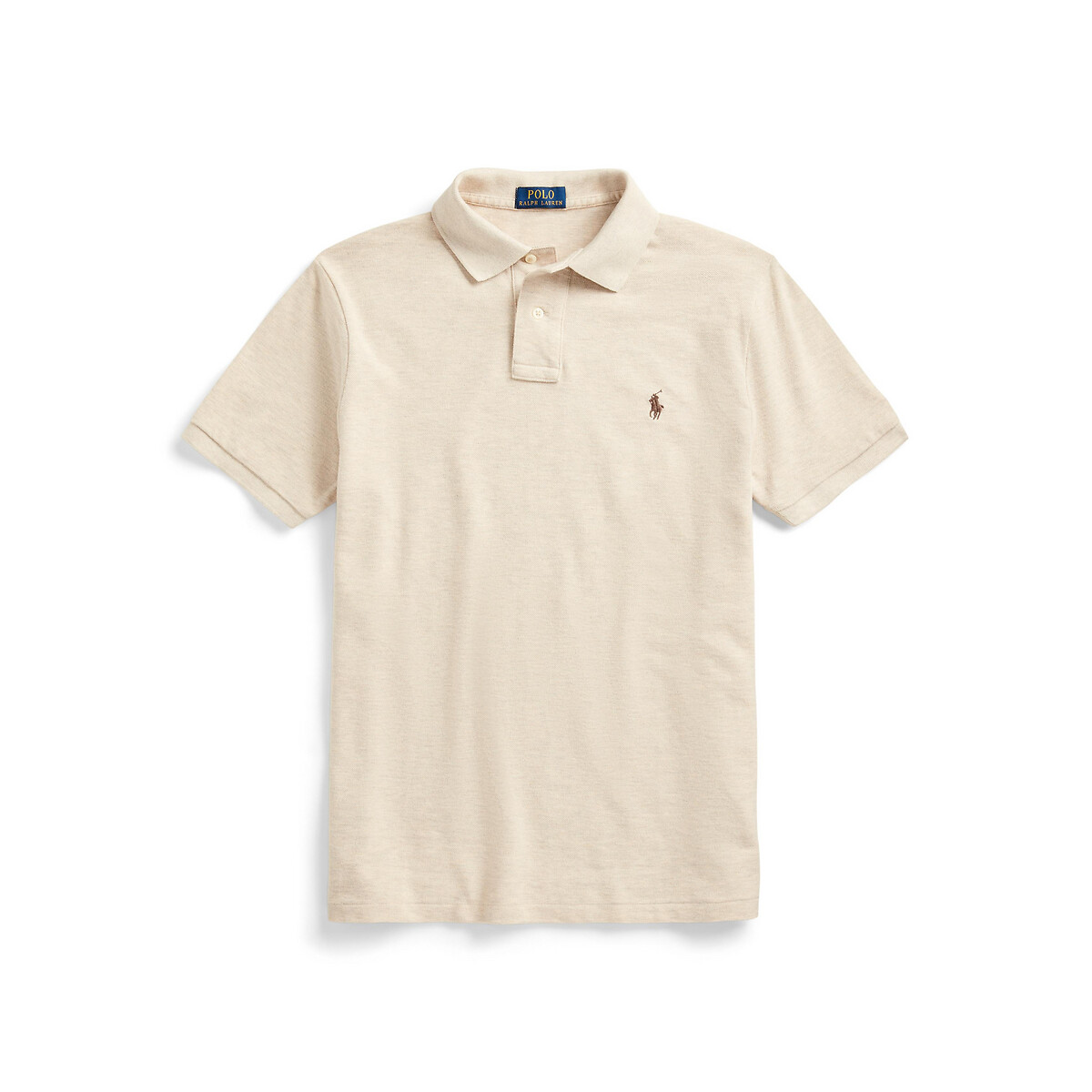 Polo Slim Fit in piqué di cotone beige chiné, POLO RALPH LAUREN