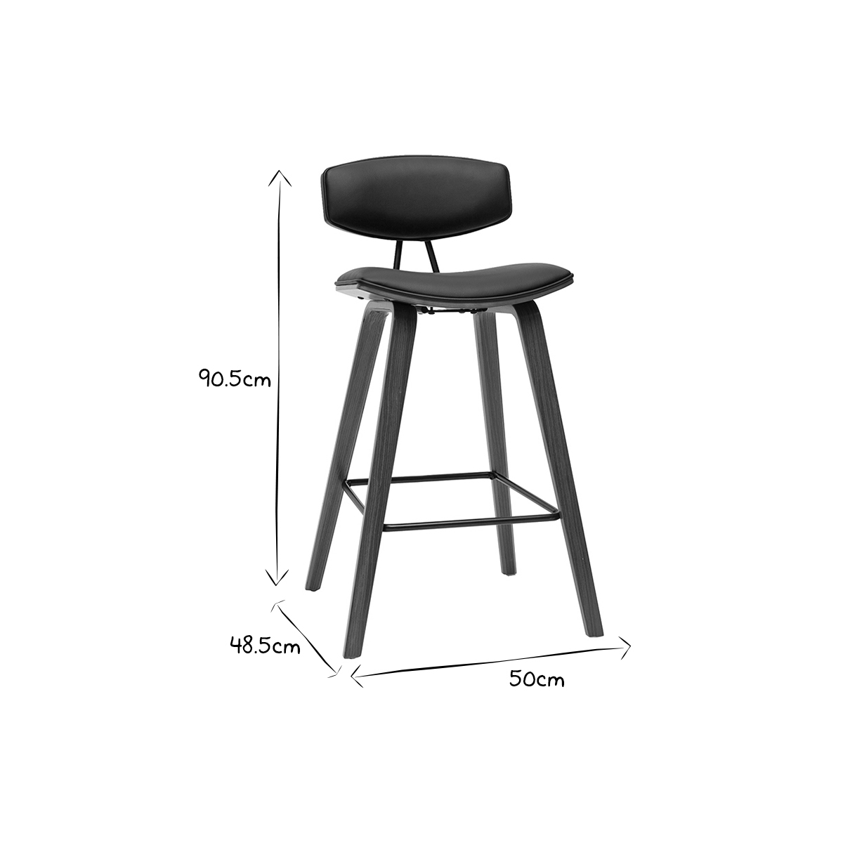 Tabourets de bar design marron et bois clair H69 cm (lot de 2) VASCO noyer / noir, MILIBOO