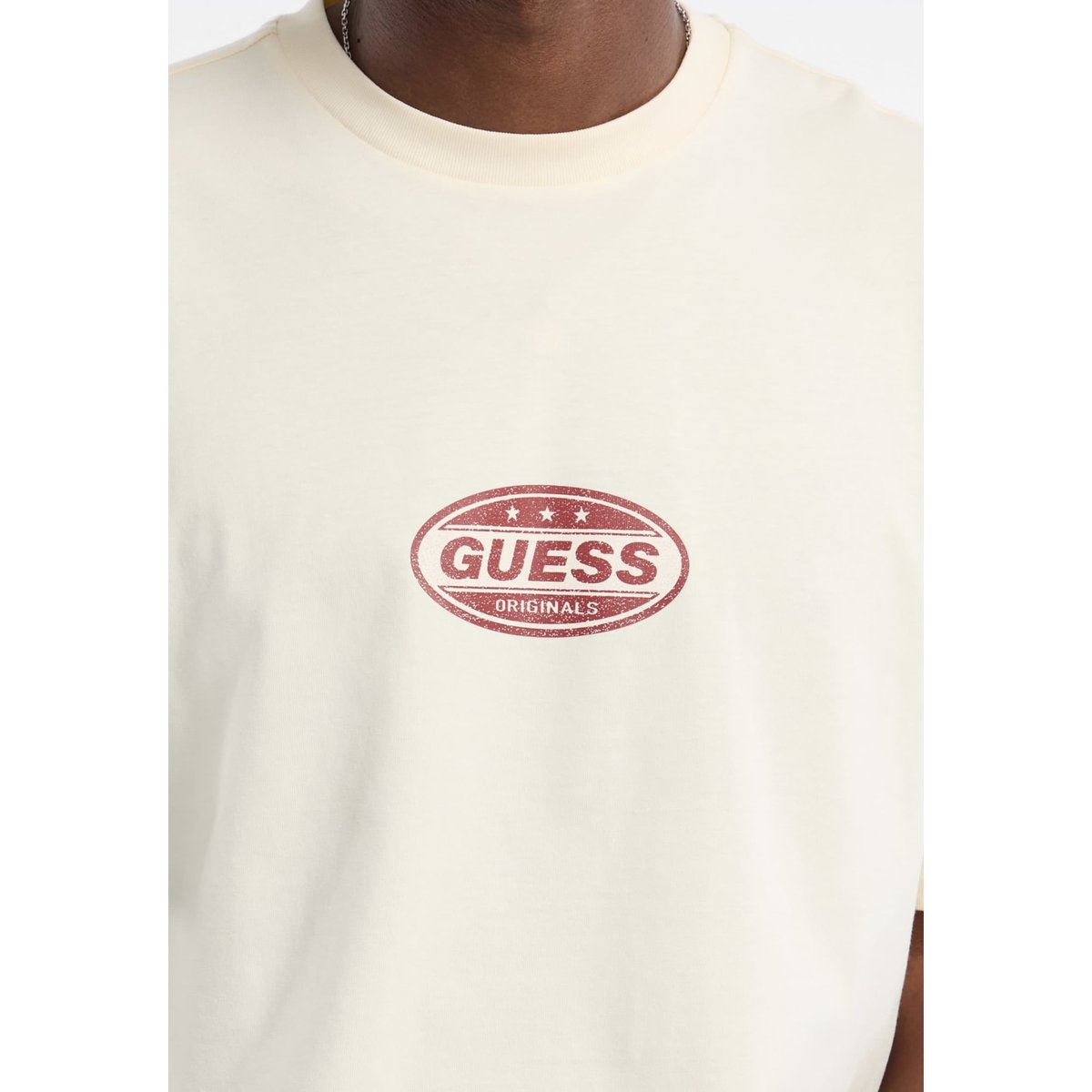 T-Shirt Logo Imprimé crème, GUESS JEANS
