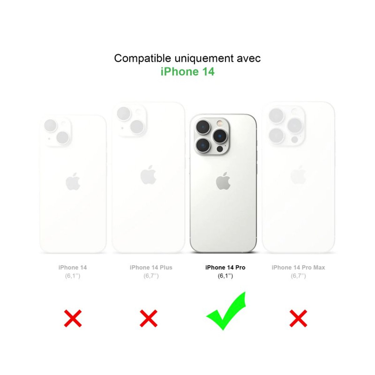 Coque iPhone 14 Pro antichoc + 2 vitres transparent, EVETANE