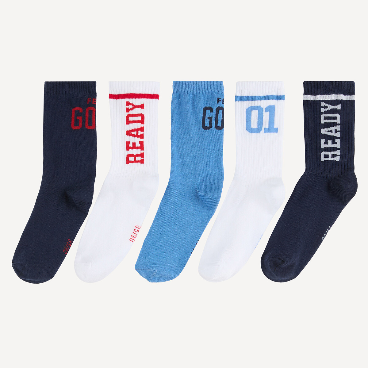 5er-Pack Socken, Campus-Motiv farblich sortiert, LA REDOUTE COLLECTIONS