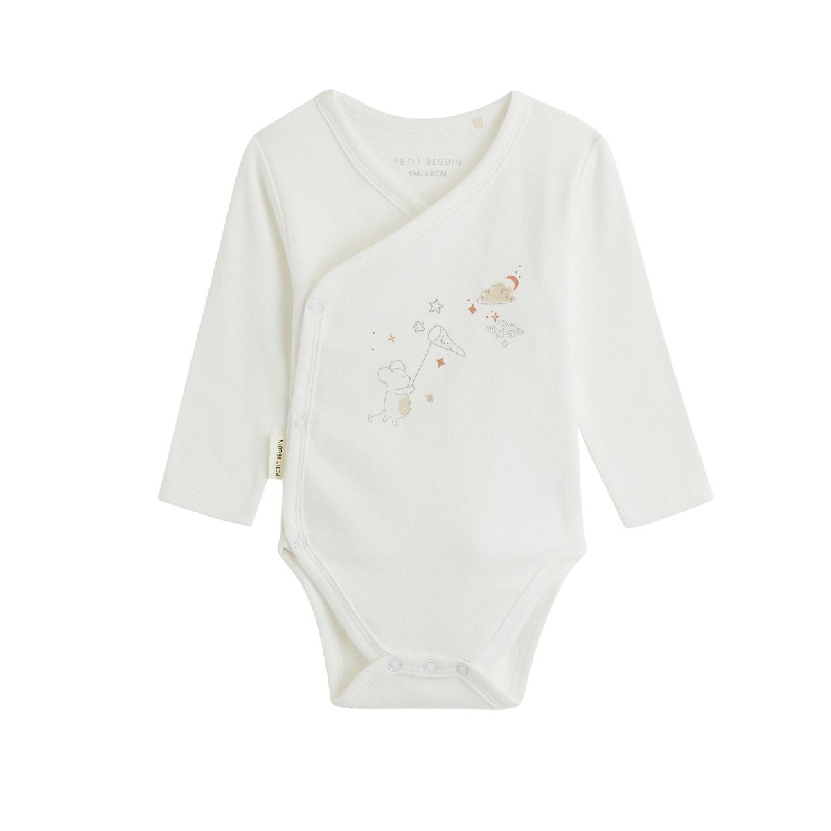 Kit naissance 3 pièces pyjama, body et doudou bébé Eliah ecru, PETIT BEGUIN