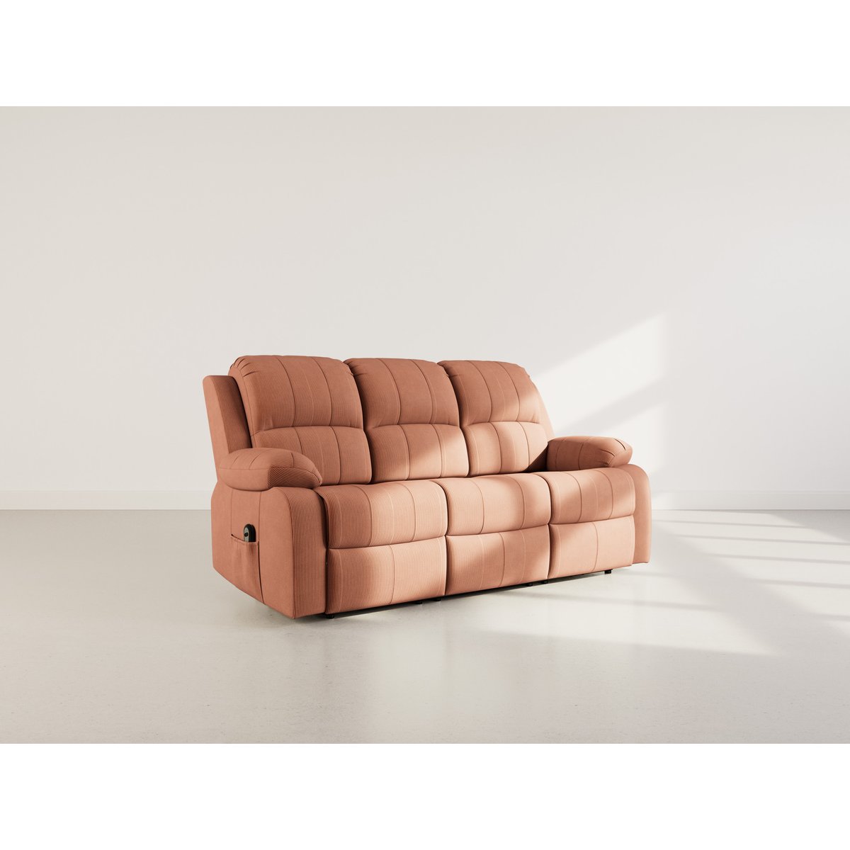 Canapé relax électrique velours côtelé 3pl, ARMAND terracotta, BEST MOBILIER