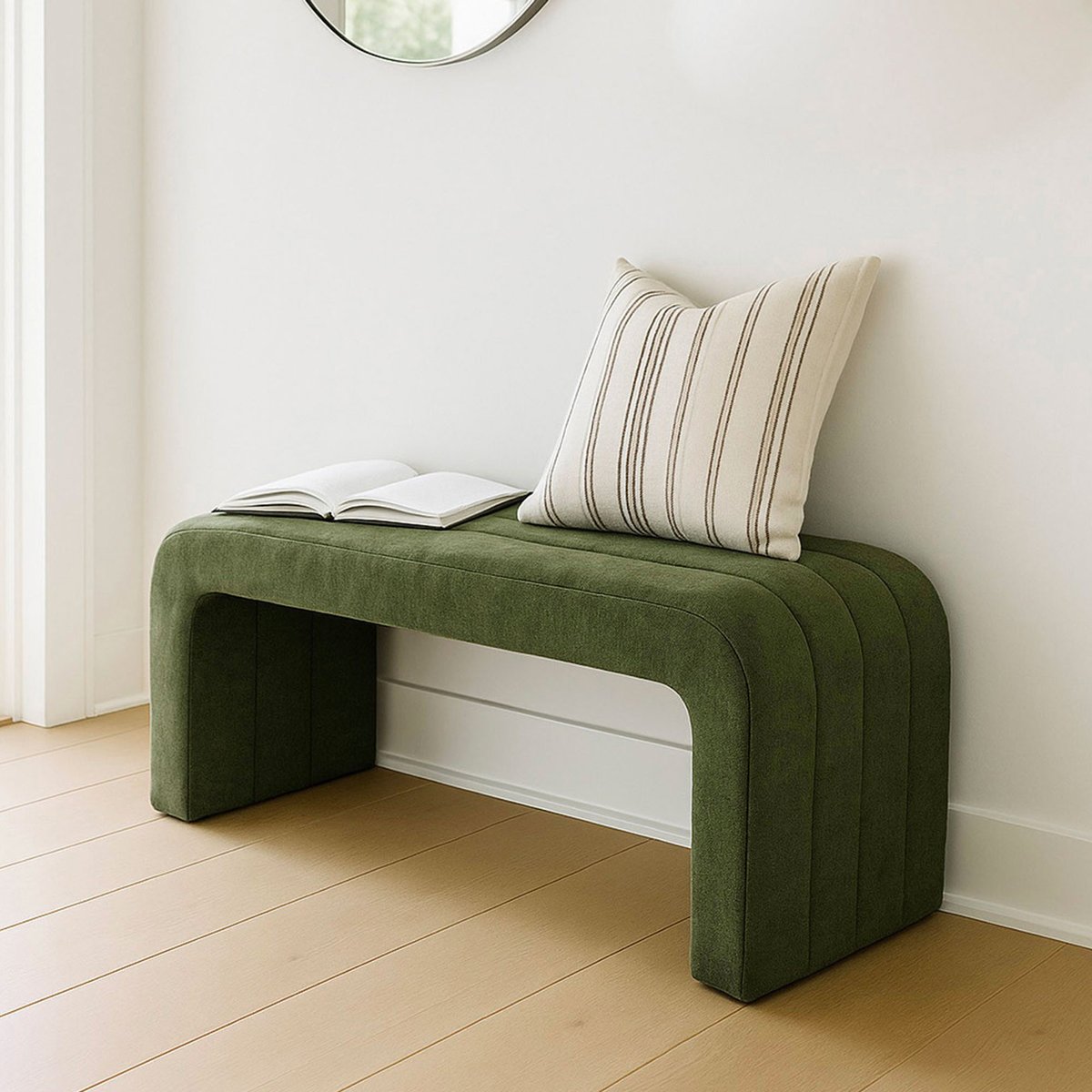 Banc tapissé vert 76x38x45cm vert, WADIGA