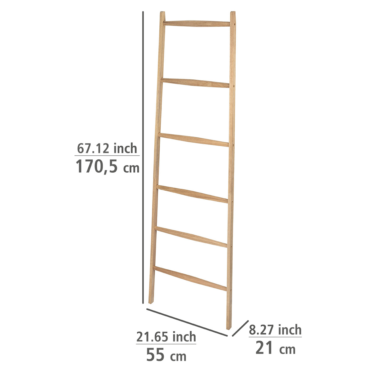 Echelle porte-serviettes 6 barres ACINA marron, WENKO