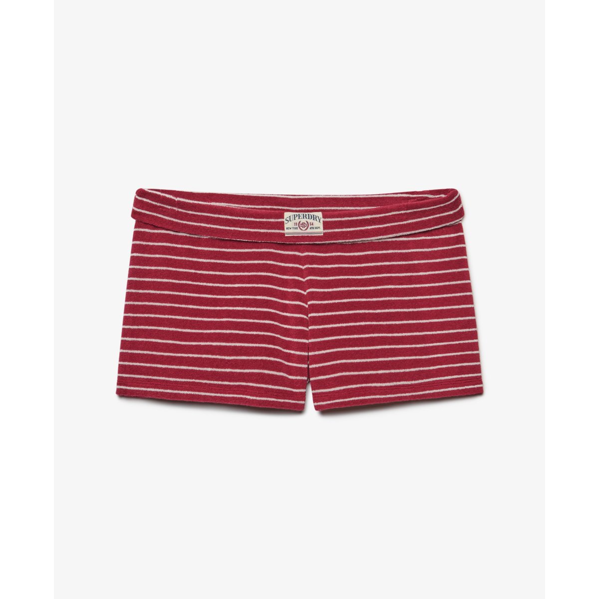 Short en tissu éponge à revers Athletic Essentials rayé rouge porto, SUPERDRY