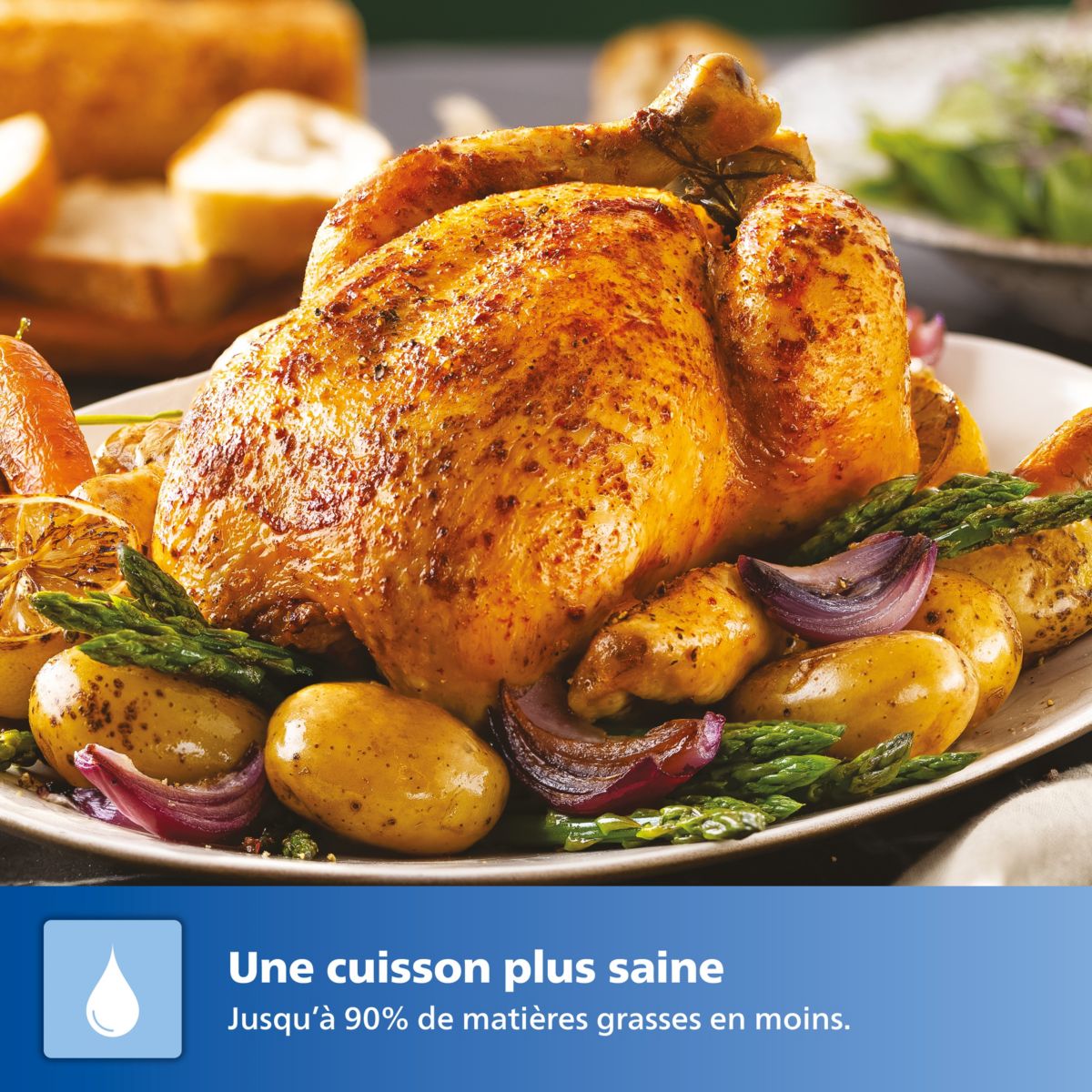 Airfryer NA352/00 Friteuse sans huile double panier Noir/Doré, Série 3000 9L (3+6L) couleur unique, PHILIPS