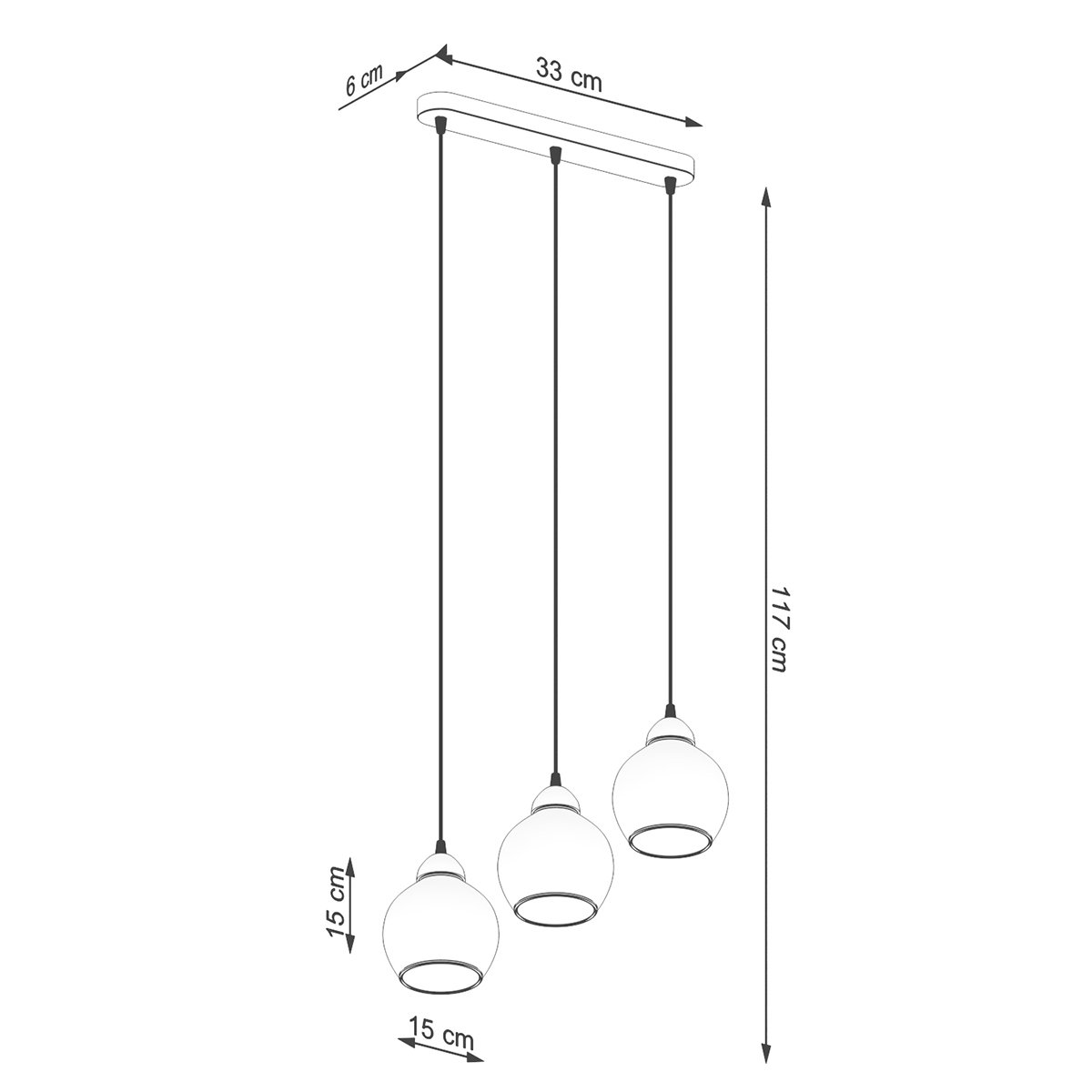 Suspension Acier Noir E27 3 Alino noir, EDEN