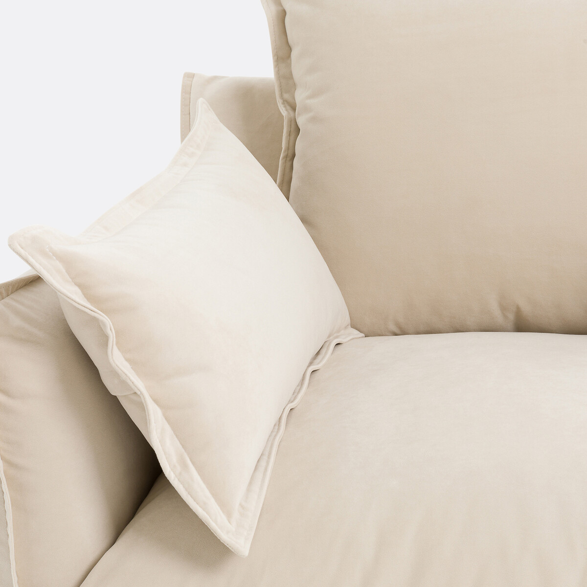 Odna Velvet 2, 3, 4 or 5-Seater Sofa with Removable Covers ecru , LA REDOUTE INTERIEURS