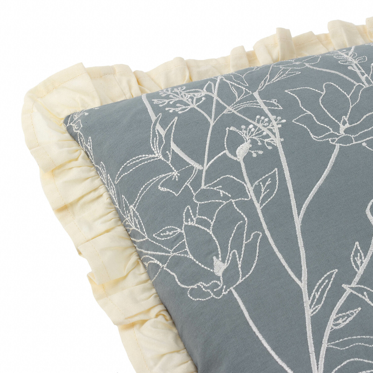 Mae Embroidered Cotton Filled Cushion midnight blue, WYLDER NATURE