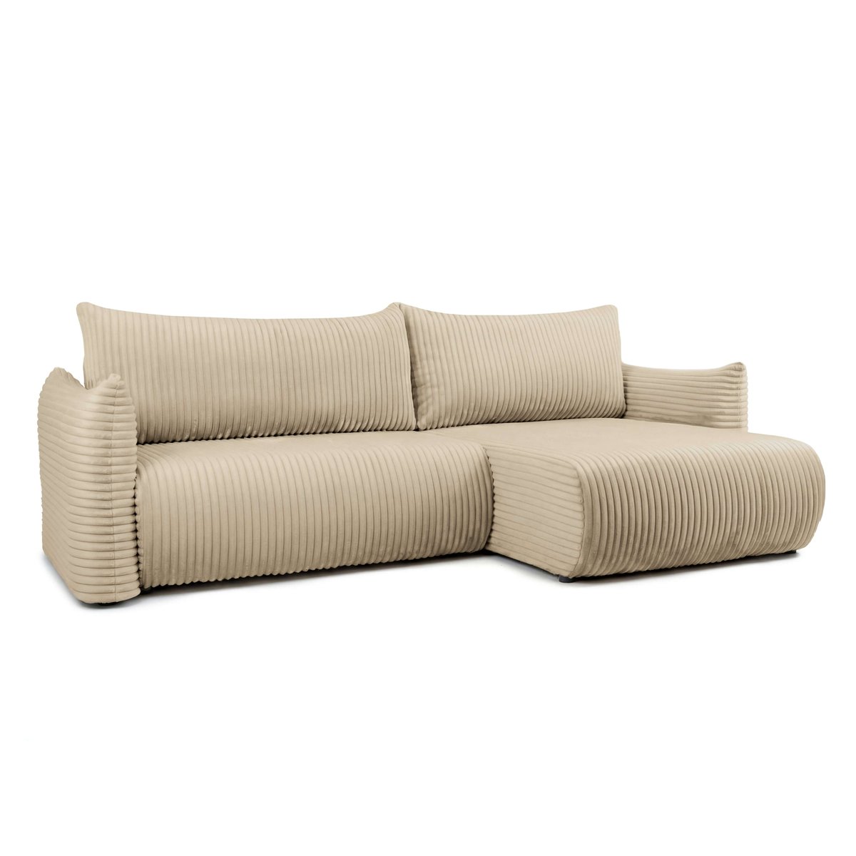 Canapé d'angle convertible velours  GLORIA beige, BAÏTA