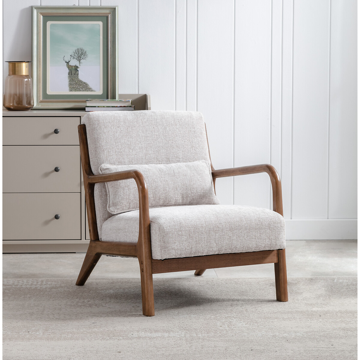 Ezra Chunky Chenille Armchair natural, SO'HOME