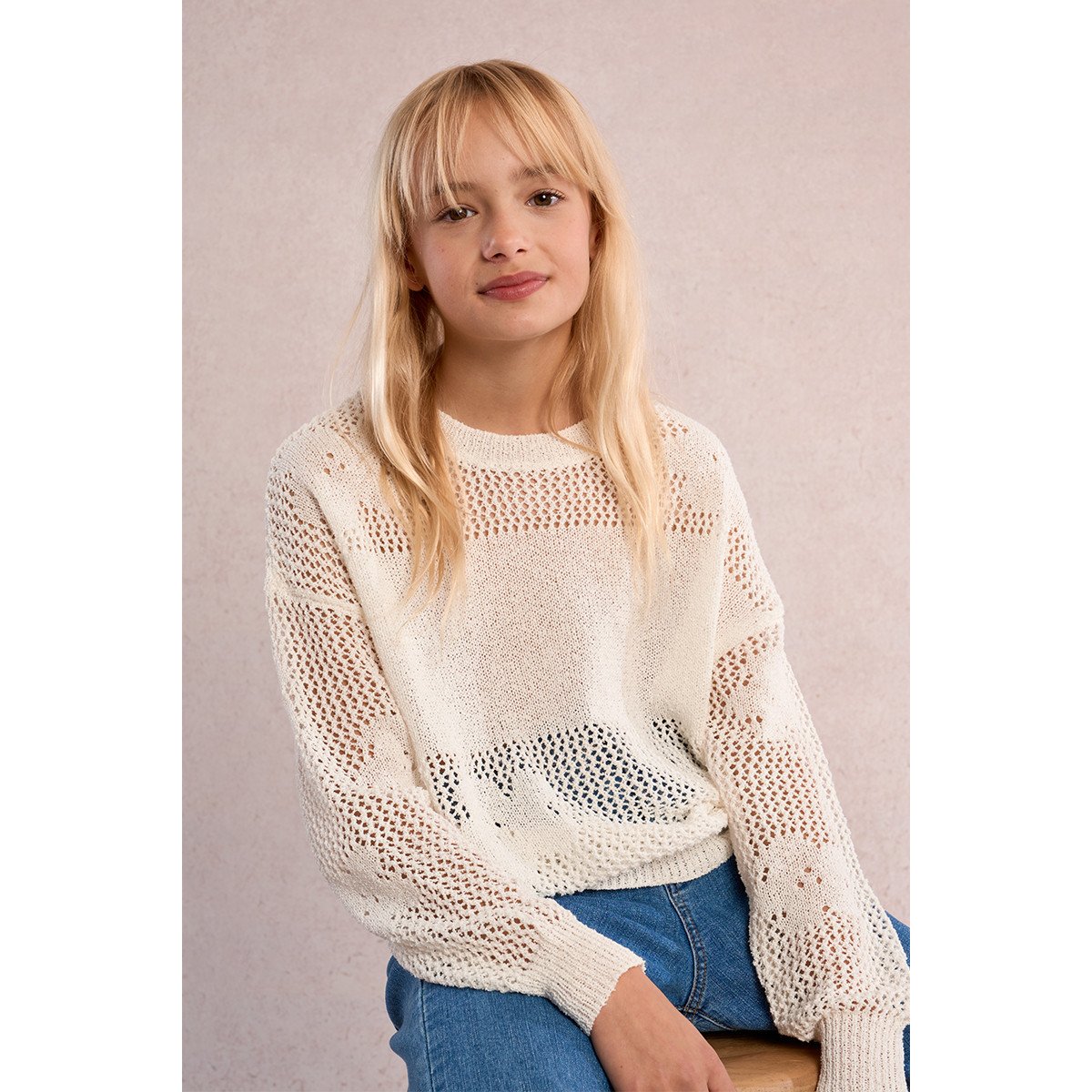 Pull en maille, motif fleur blanc, MOLLY BRACKEN GIRL