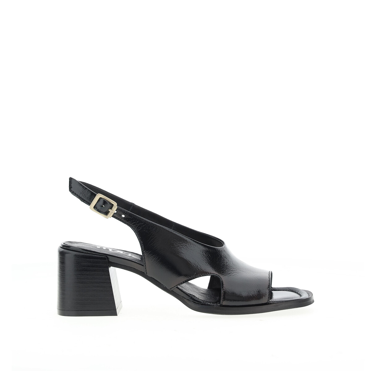 Sandales cuir a talon large Mjus noir La Redoute