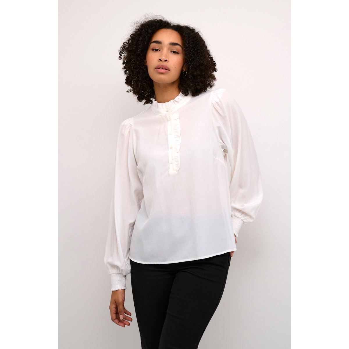 Blouse with long sleeve blanc chalk, KAFFE