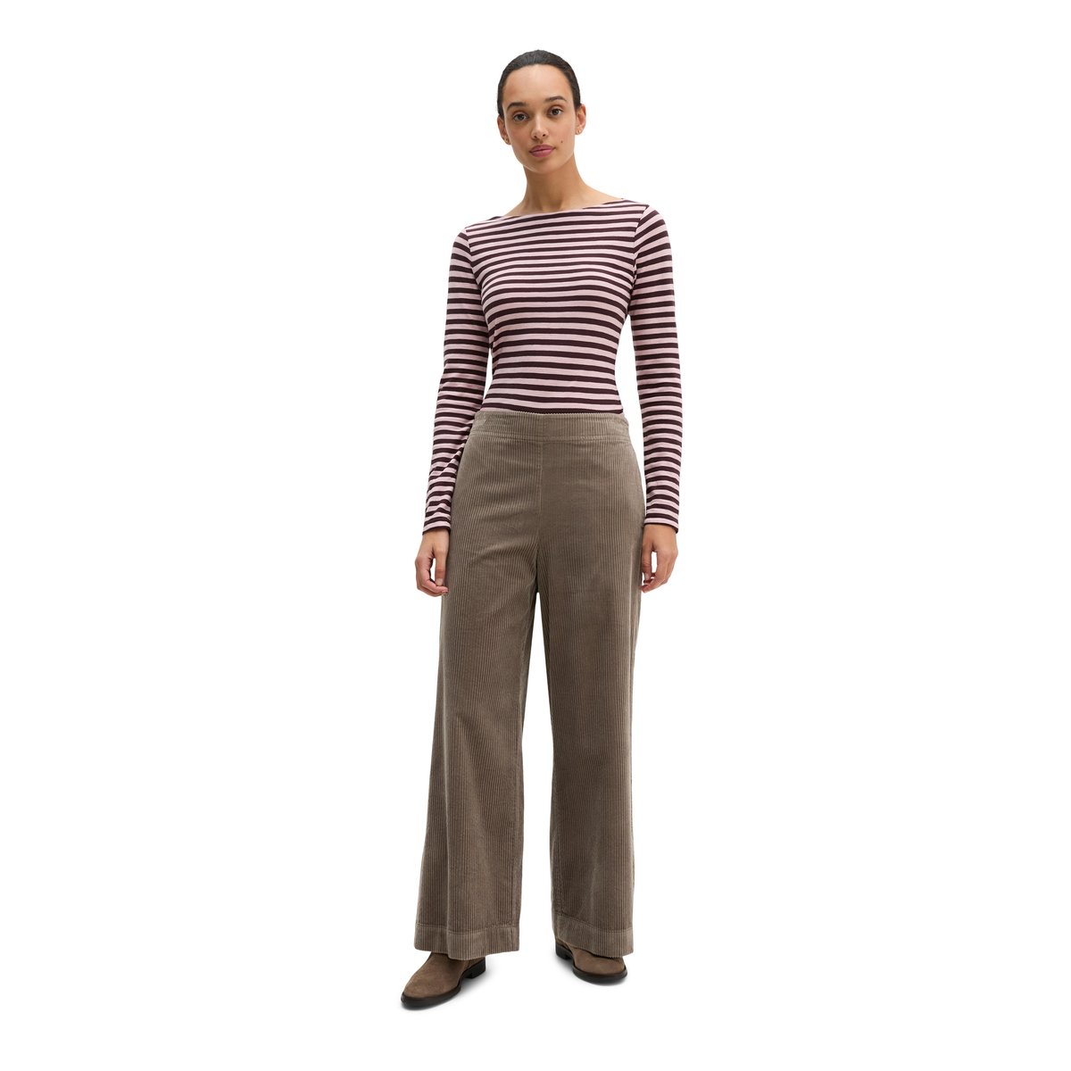 T-shirt long rayé regular en qualité Organic Cotton vieux rose, MARC O'POLO