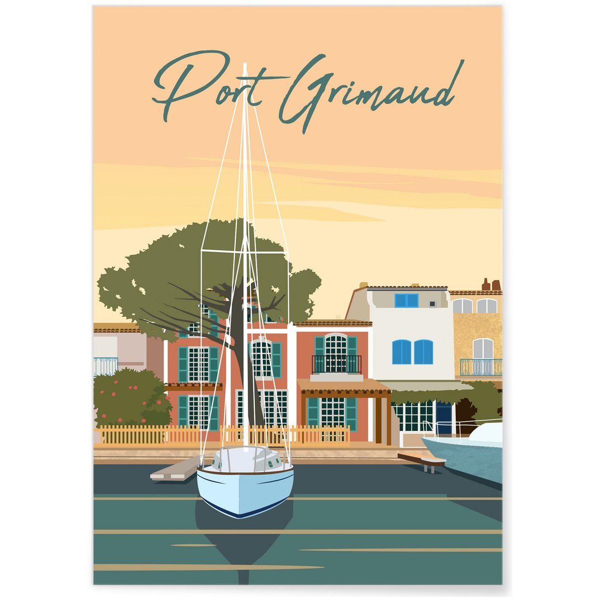 Affiche ville Port Grimaud blanc, L'AFFICHERIE