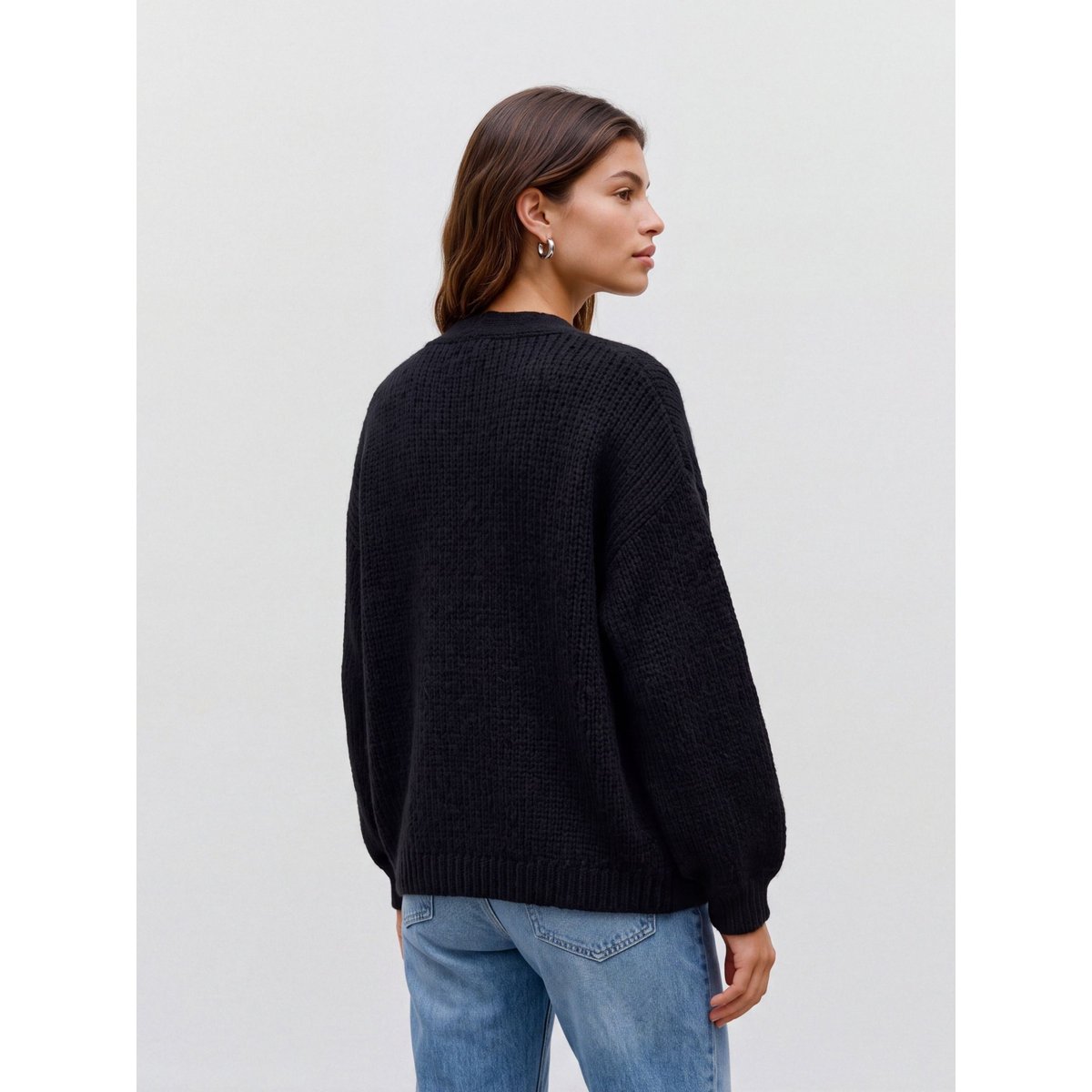 Gilet ouvert en grosse maille black 1, VERO MODA