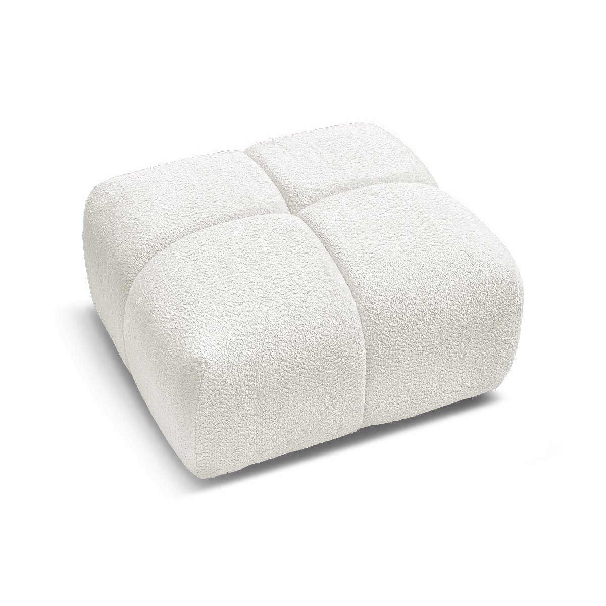 Pouf tissu texturé, CRISTINA blanc, BOBOCHIC