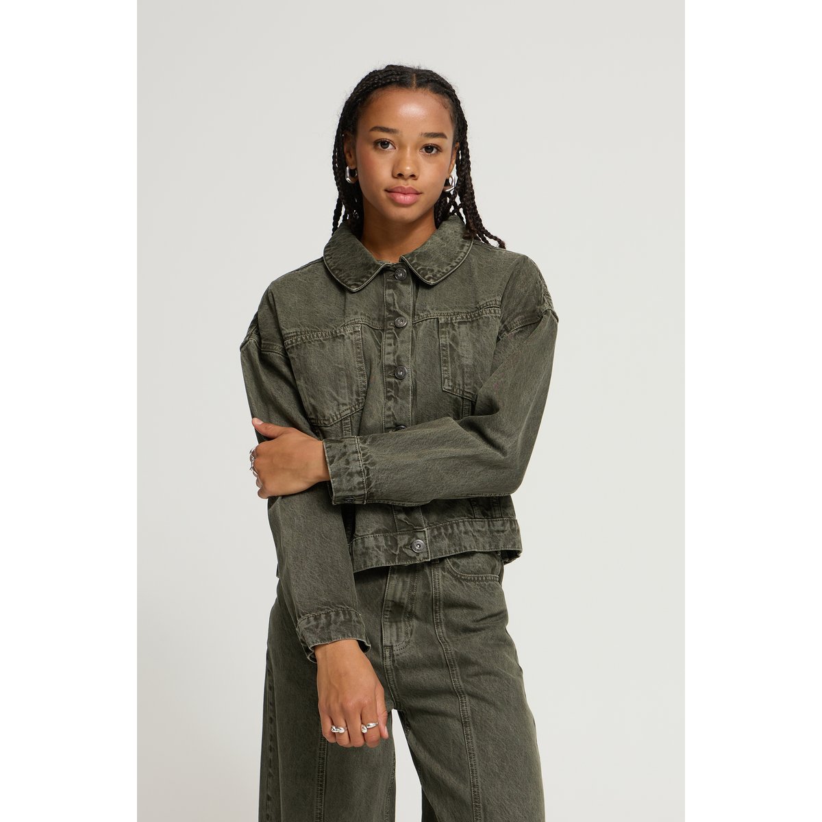Veste en jean vert forest night, ICHI