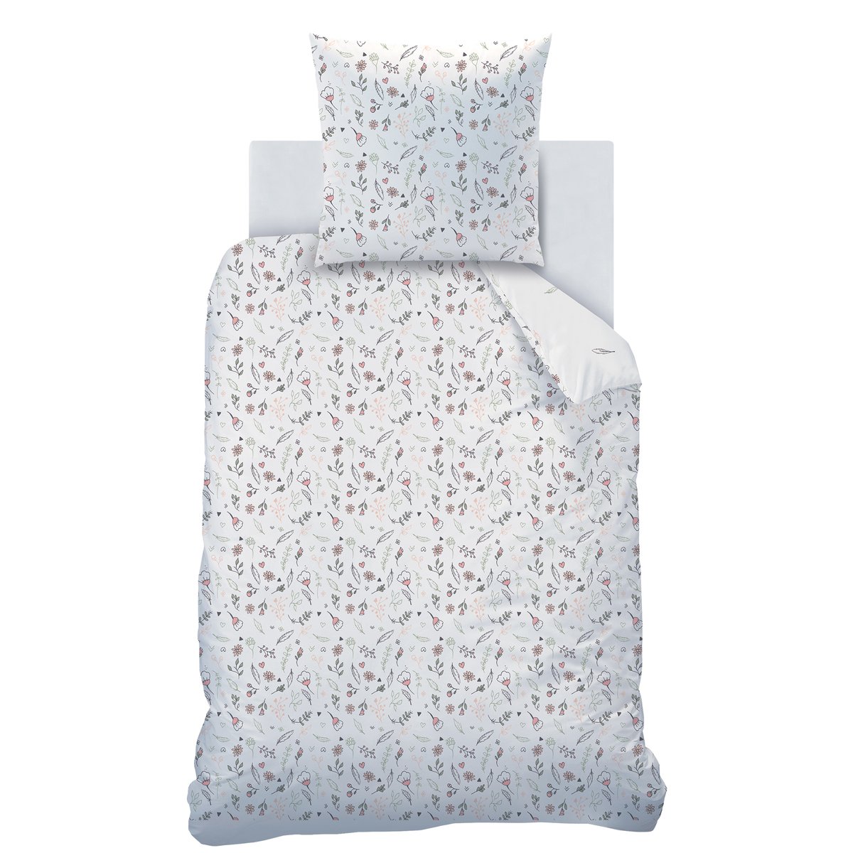 Parure de lit imprimée 100% coton, ATTRAPE COEUR blanc, MATT ET ROSE