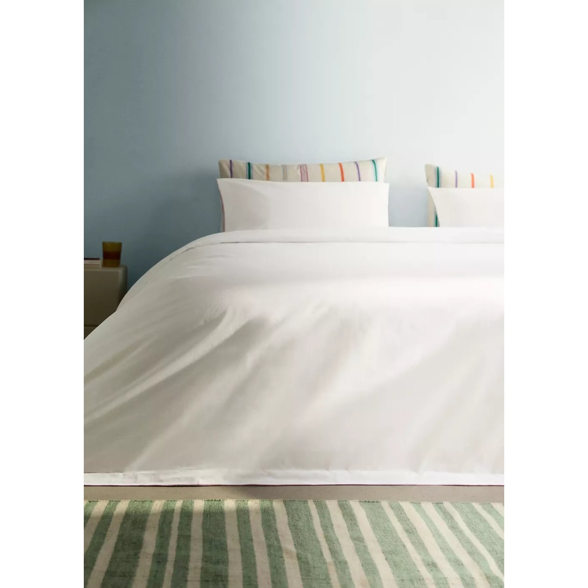 Housse de couette percale de coton 200 fils overlock contraste lit 90 cm rose géranium, MANGO HOME