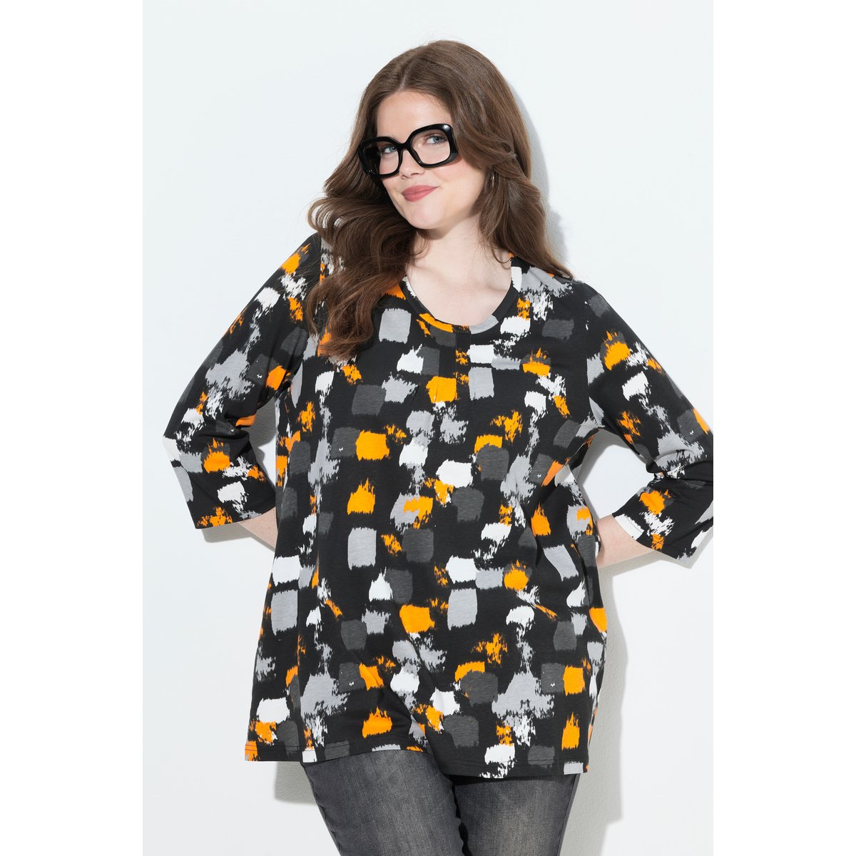 T-shirt imprimé graphique noir, ULLA POPKEN