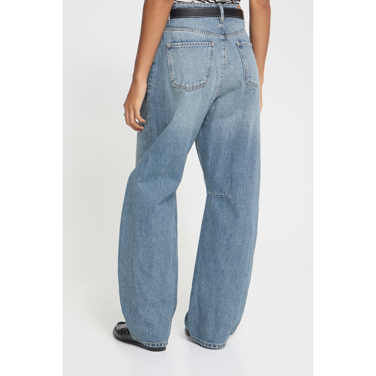 Jeans coupe ballon, taille haute bleu washed med. blue, ICHI