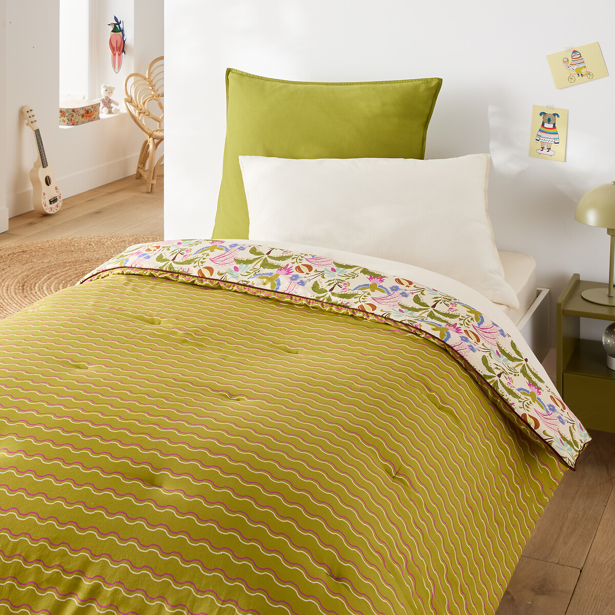 Edredón para cama infantil acolchado, estampado, de algodón lavado, ELYA estampado, LA REDOUTE INTERIEURS