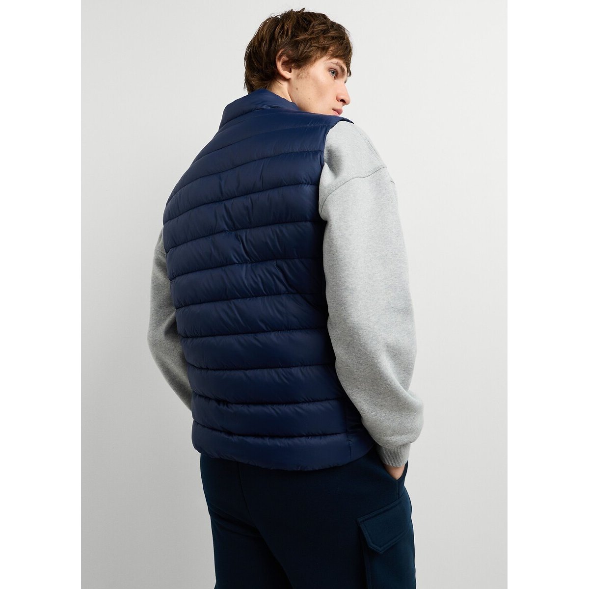 Mid-Season High Neck Short Padded Jacket blue, PEPE JEANS