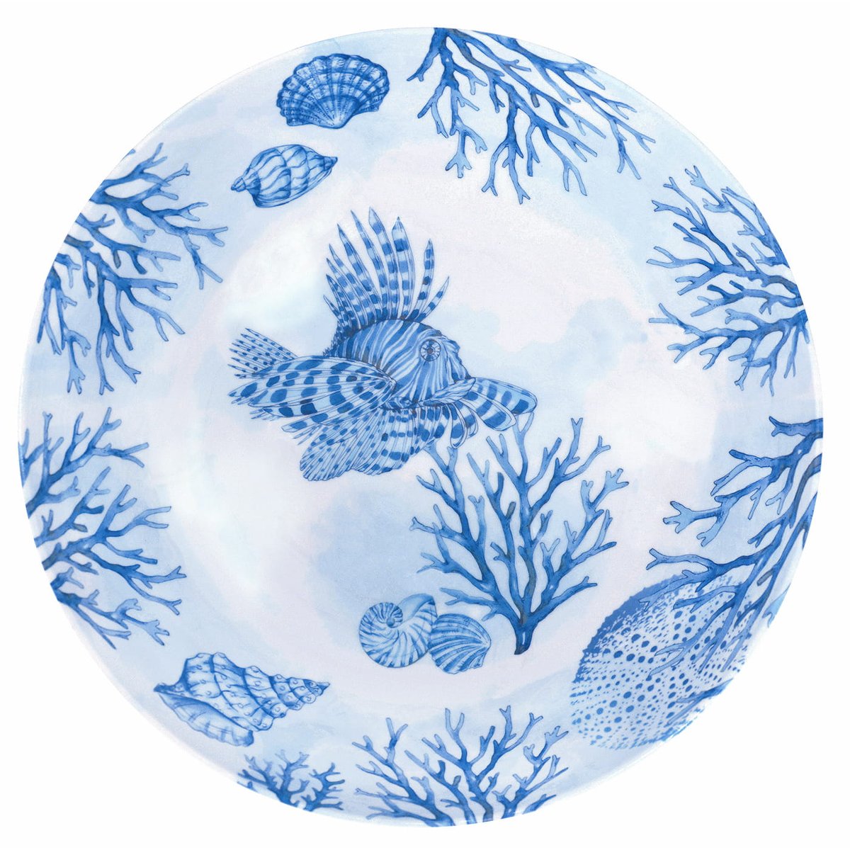 Grand saladier Piana 31 cm bleu / blanc, LES JARDINS DE LA COMTESSE