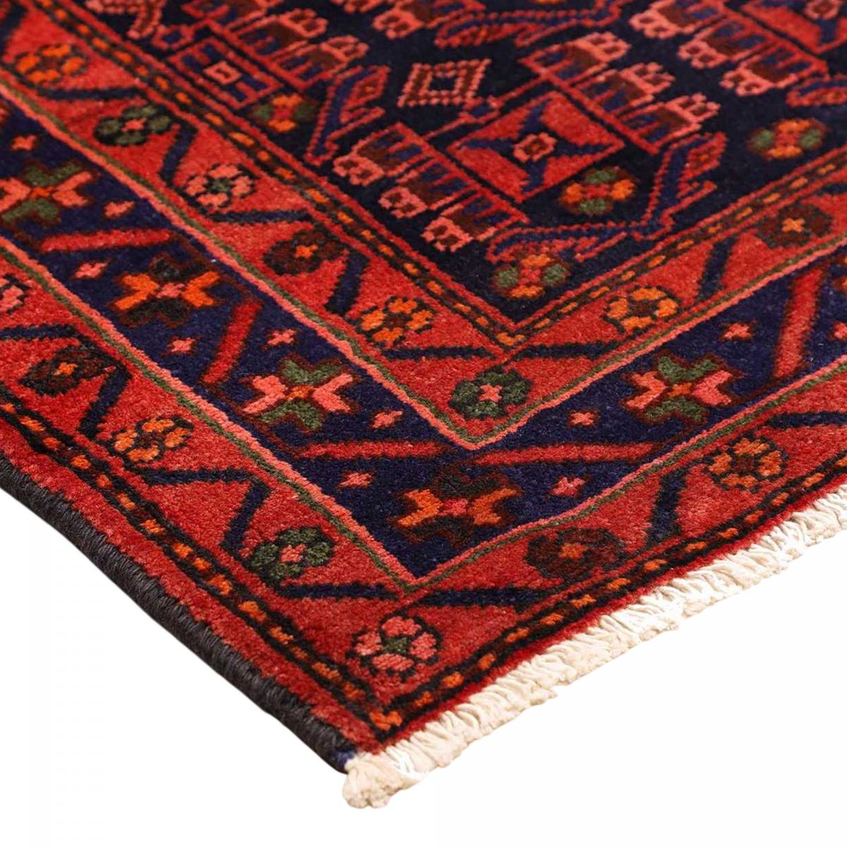 Tapis d'orient au motif oriental, noué main en laine, HAMADAN 37 rouge, bleu, noir, UN AMOUR DE TAPIS
