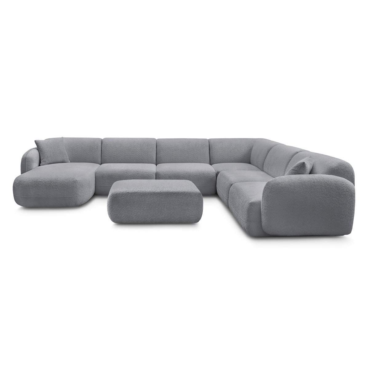 Canapé modulable 6 places en tissu chenille, ANDA gris, BOBOCHIC