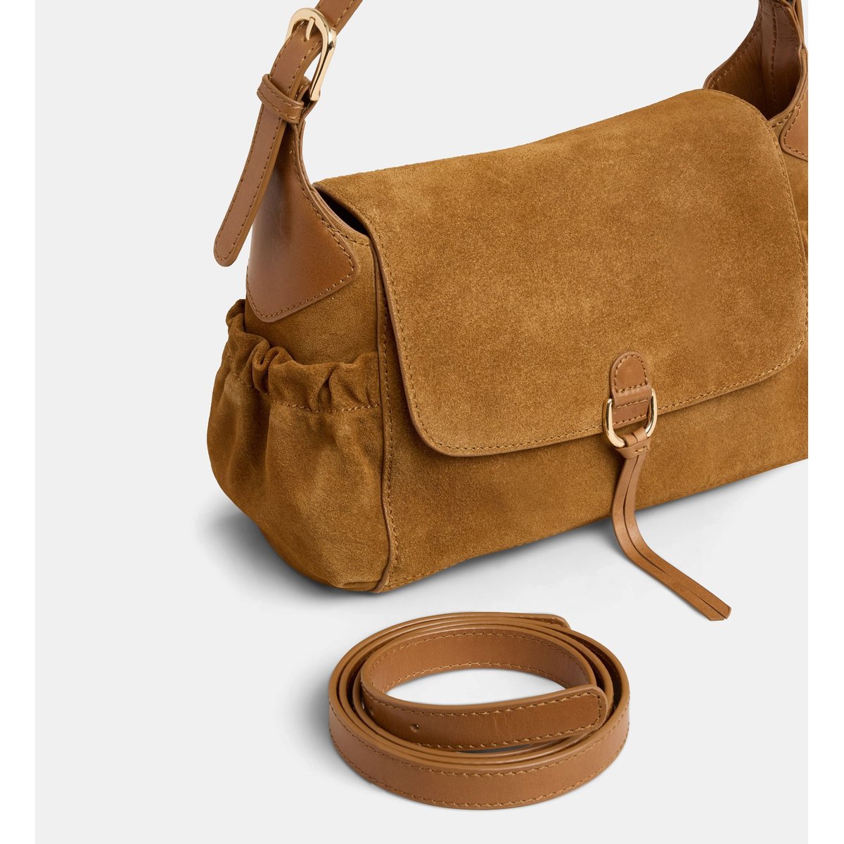 Sac à main suzanne cuir suédé camel, GALERIES LAFAYETTE