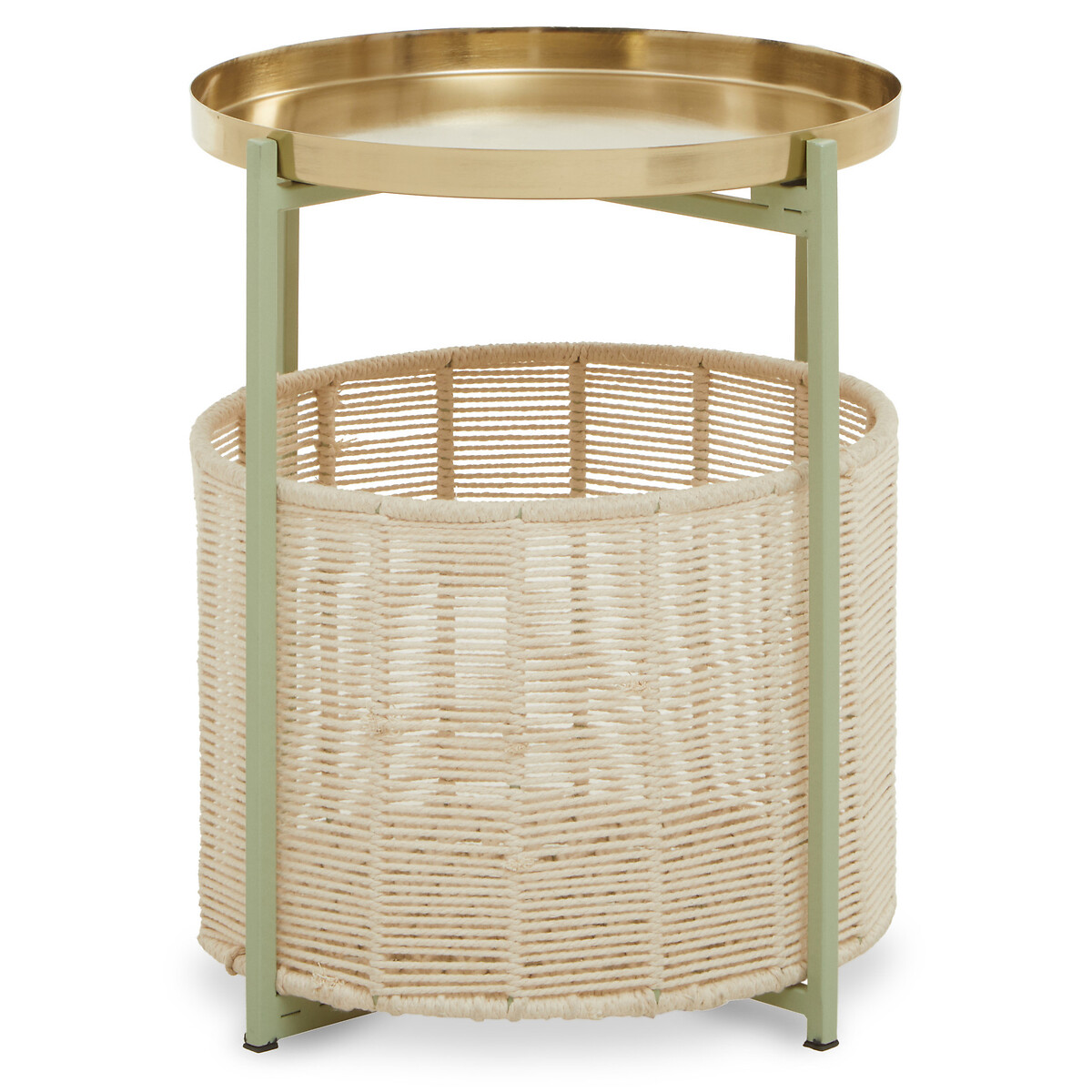 Pastel Metal Side Table with Cotton Storage Basket green, SO'HOME