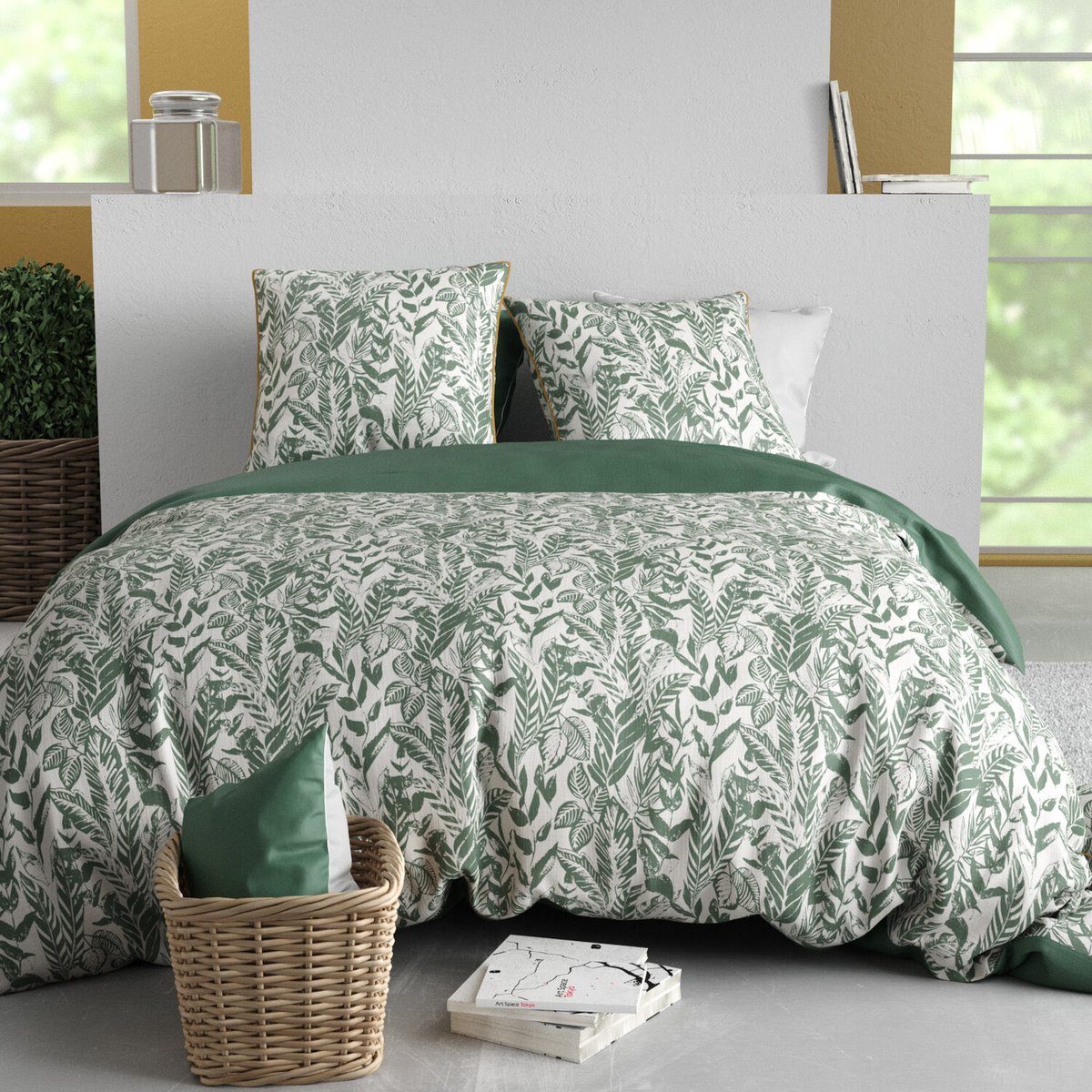 Parure housse de couette en coton, Mangrove blanc, C DESIGN HOME TEXTILE