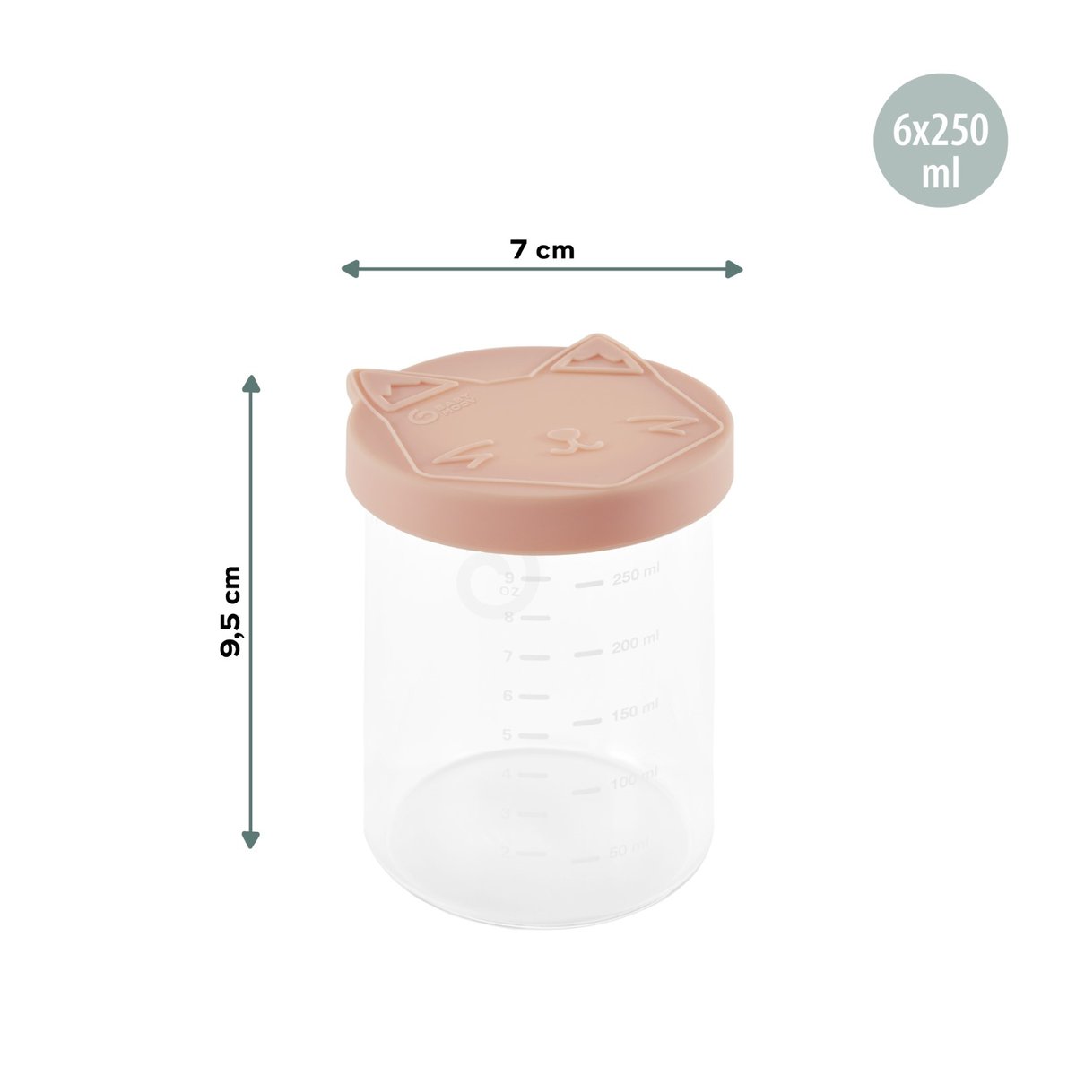 Lot de 6 pots bébé isy de 250ml transparent, BABYMOOV