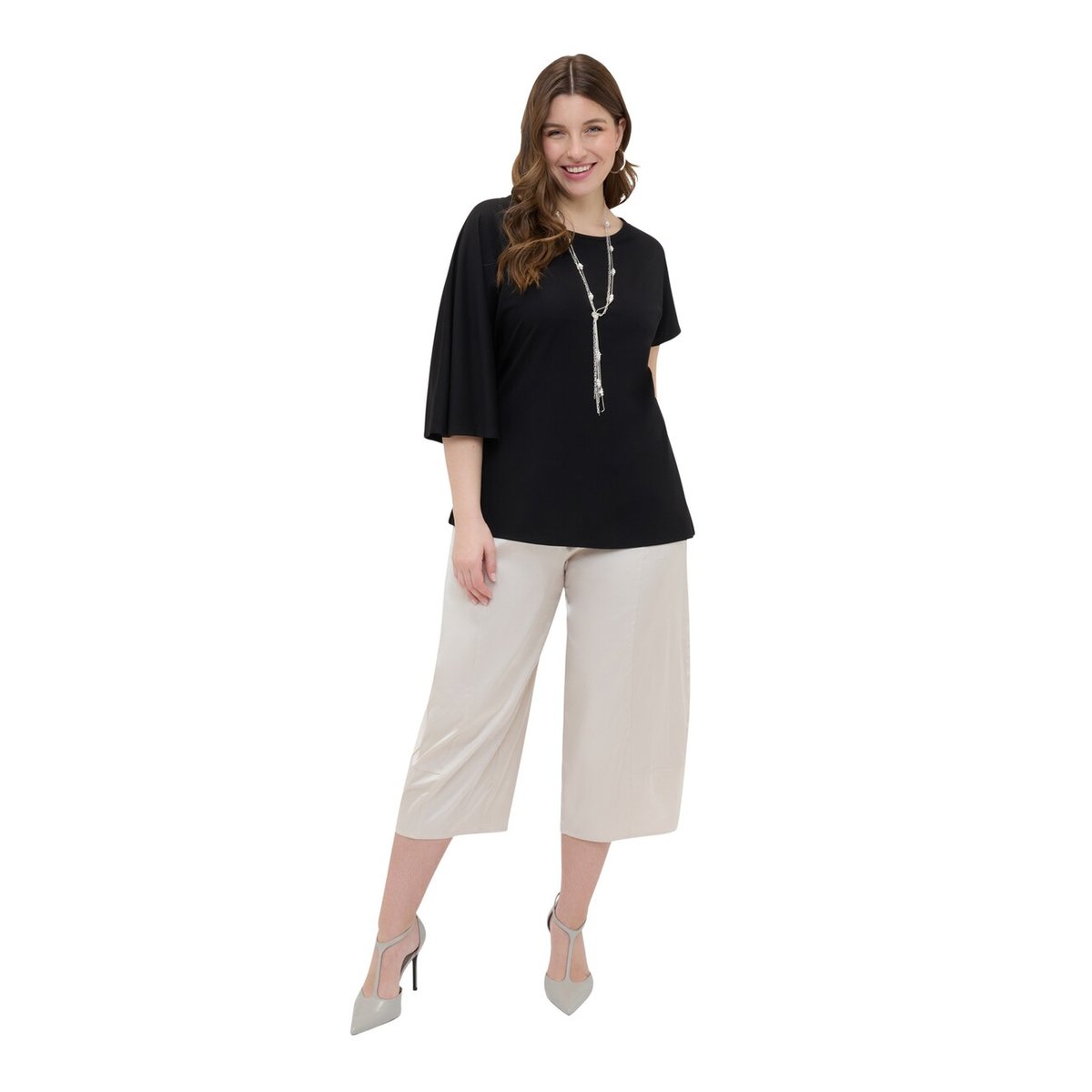 T-shirt manches asymétriques noir, FIORELLA RUBINO