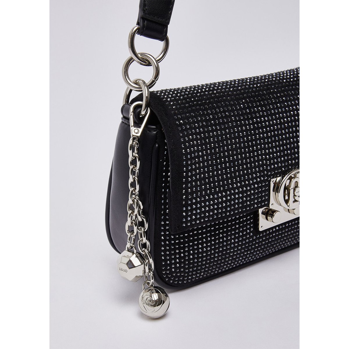 Sac porté épaule format petit avec charm noir, LIU JO