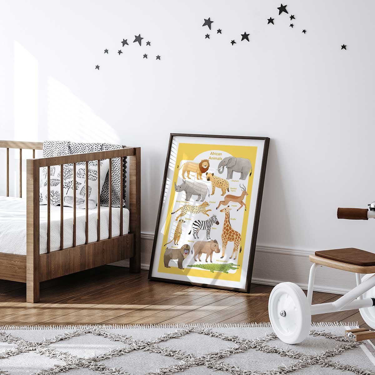 Affiche enfant animaux d'afrique affiche seule, HEXOA