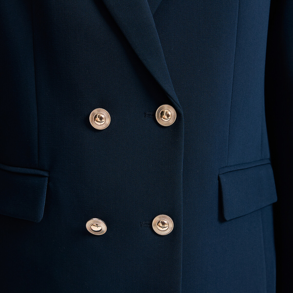 Blazer long croisé coupe droite  bleu marine, LA REDOUTE COLLECTIONS